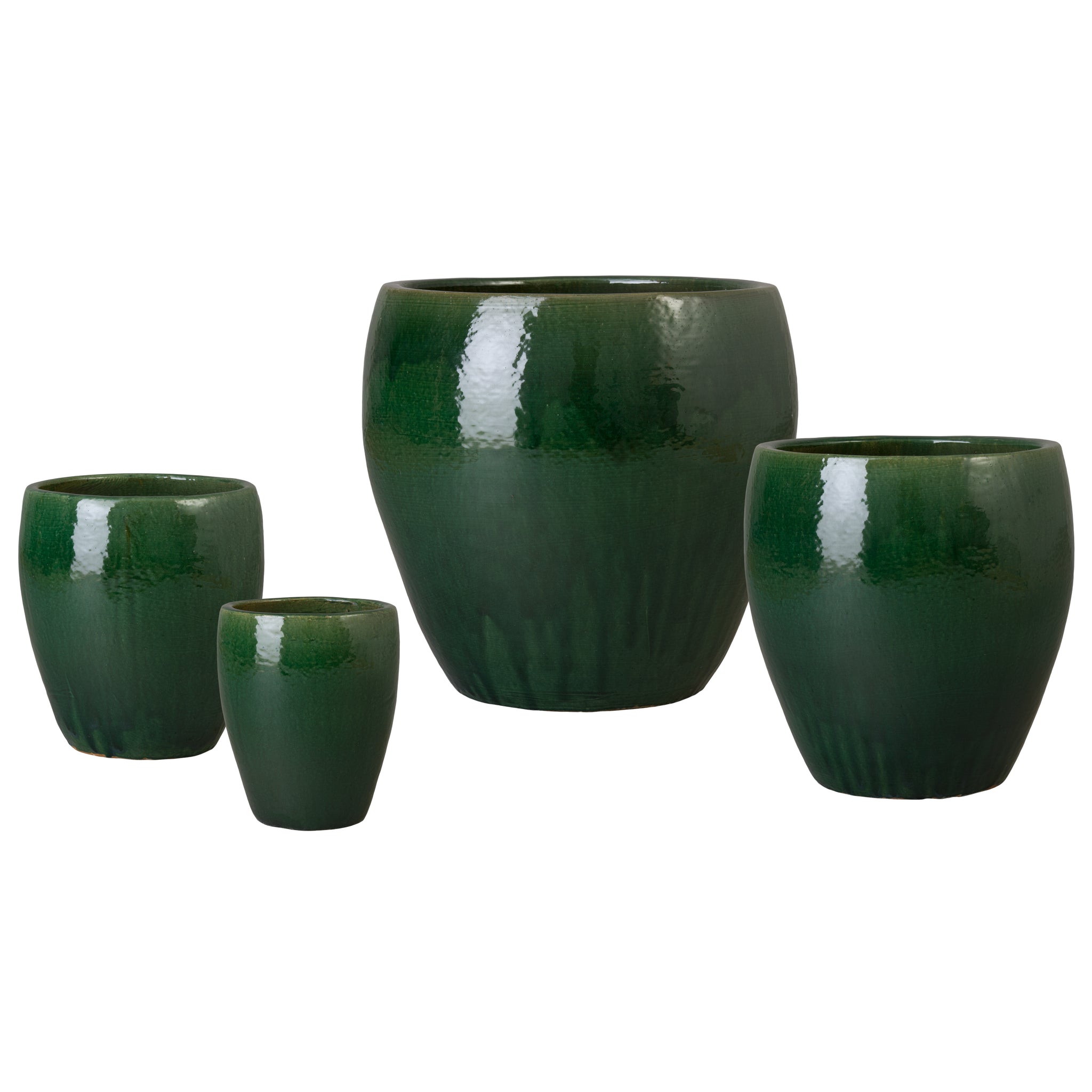 Ossal Planters, S/4 Green 13;16;19;23.5"H
