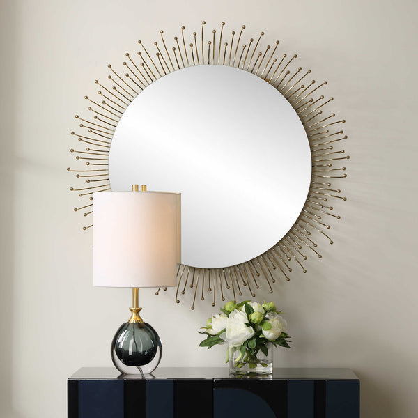 Uttermost Aga Round Gold Mirror - Scenario Home