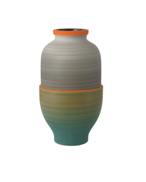 Happy 80's Gray, Beige, Orange & Blue Vase Set of 3
