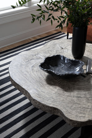 Floating Coffee Table with Black Legs, Gray Stone, Size Varies
