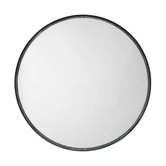 Refined Iron Round Large Wall Mirror, Black