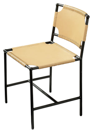 Asher Dining Chair - Cashew Leather  & Black Metal