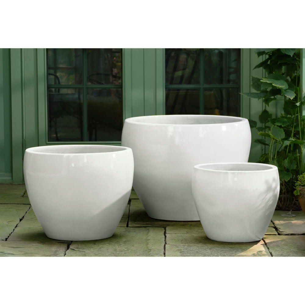 Coco Glazed Terra Cotta Barrel Planters - Set of 3