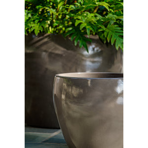 Fog Glazed Terra Cotta Barrel Planters - Set of 3