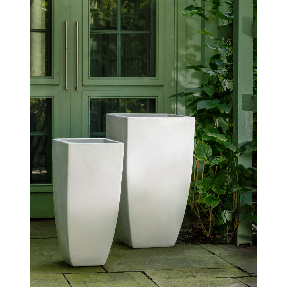 Coco Glazed Terra Cotta Square Column Planters - Set of 2