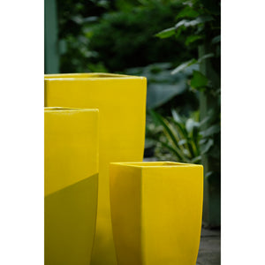 Limon Glazed Terra Cotta Square Column Planters - Set of 2
