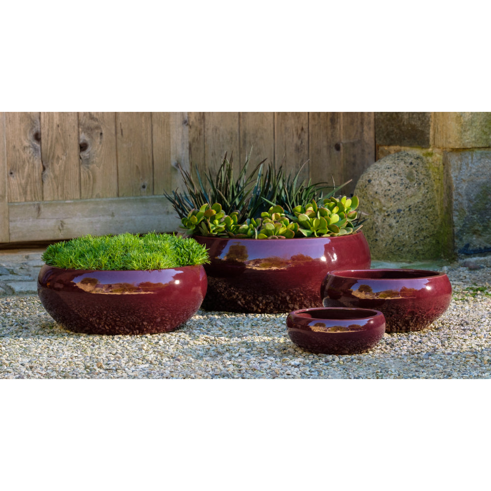 Sasha Low Plum Glazed Planters - Set of 4