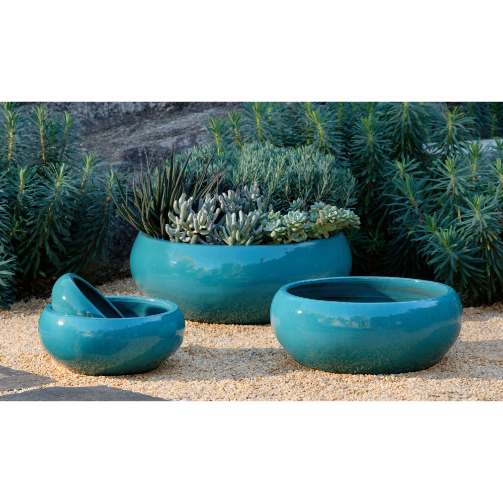 Sasha Low Agave Glazed Planters - Set of 4