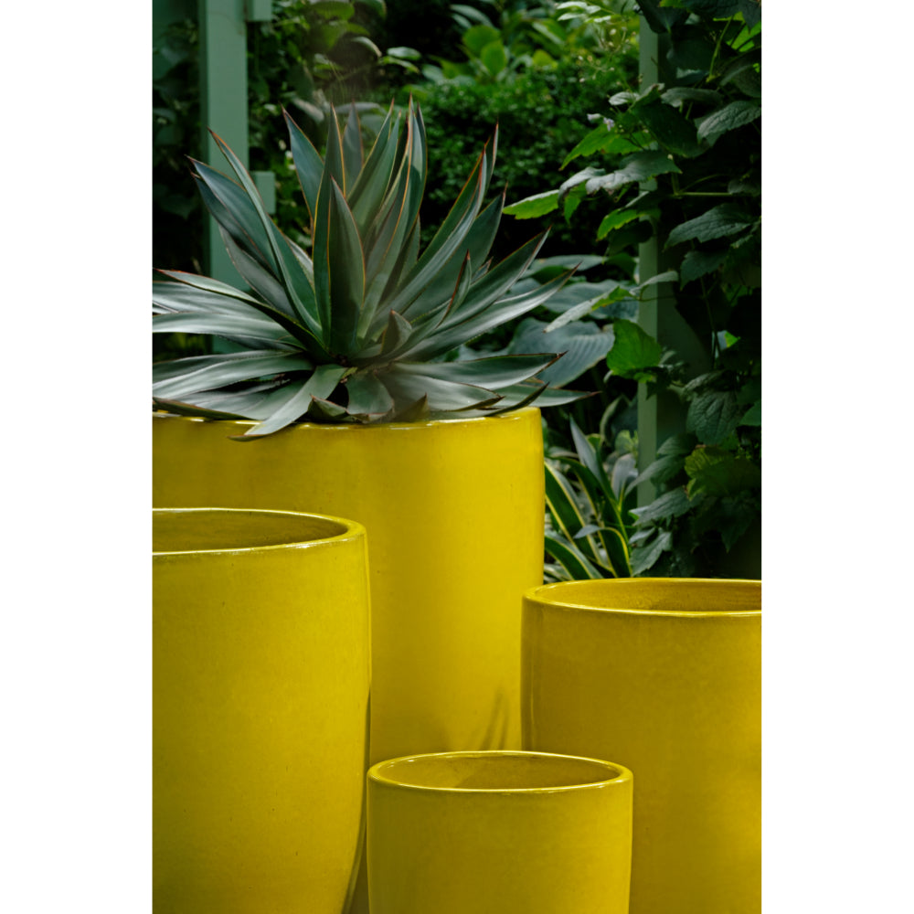 extra large yellow plant pot Perla Limon Glazed Bullet Planters - Set of 4