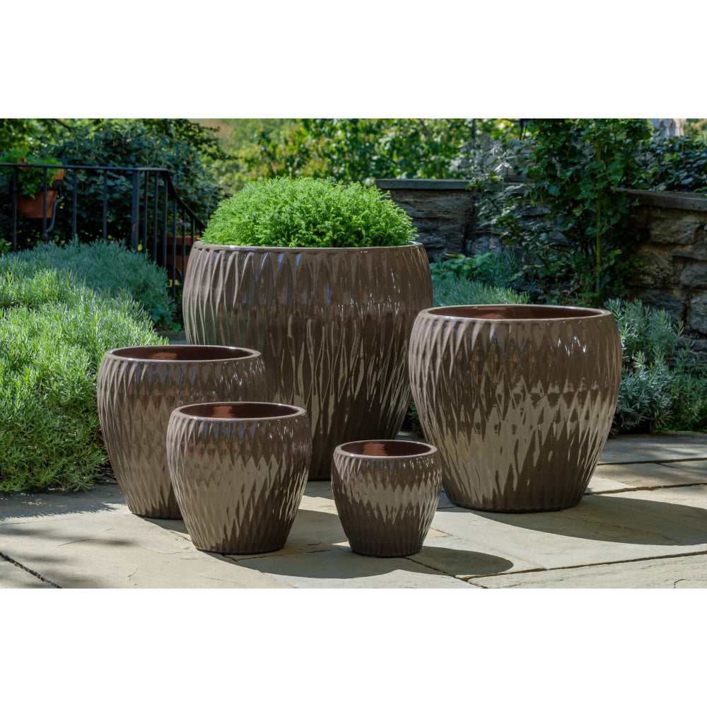 Fog Harlequin Glazed Bullet Planters - Set of 5