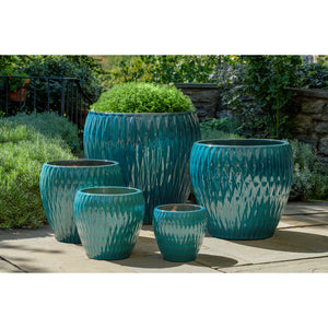 Blue Jade Harlequin Glazed Bullet Planters - Set of 5