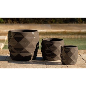 Fog Glazed Terra Cotta Origami Planters - Set of 3