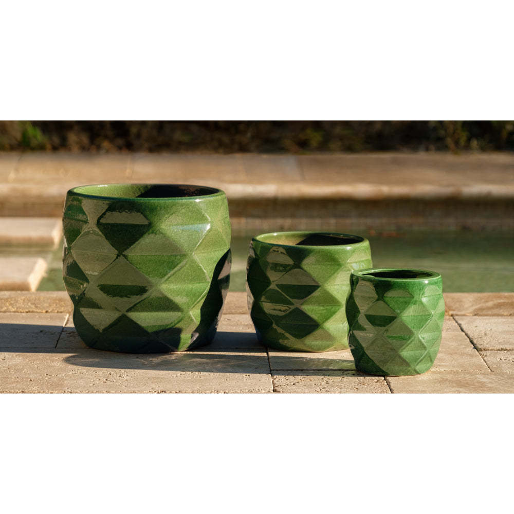 Holly Glazed Terra Cotta Origami Planters - Set of 3