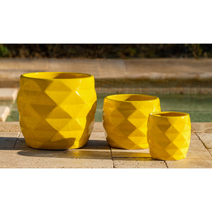 Limon Glazed Terra Cotta Origami Planters - Set of 3