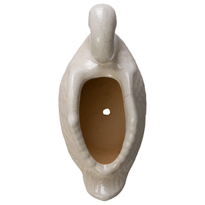 White Swan Planter with Glossy Crackle Glaze