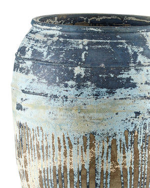 Catania Large Antique Blue Drip Planter