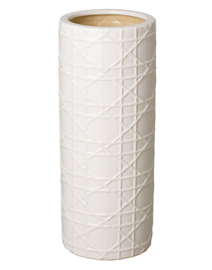 White Cane Ceramic Umbrella Stand