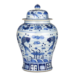 South Sea Blue & White Medium Temple Jar