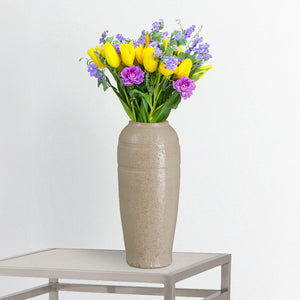 22 in. Tall Ceramic Vase – Distressed White