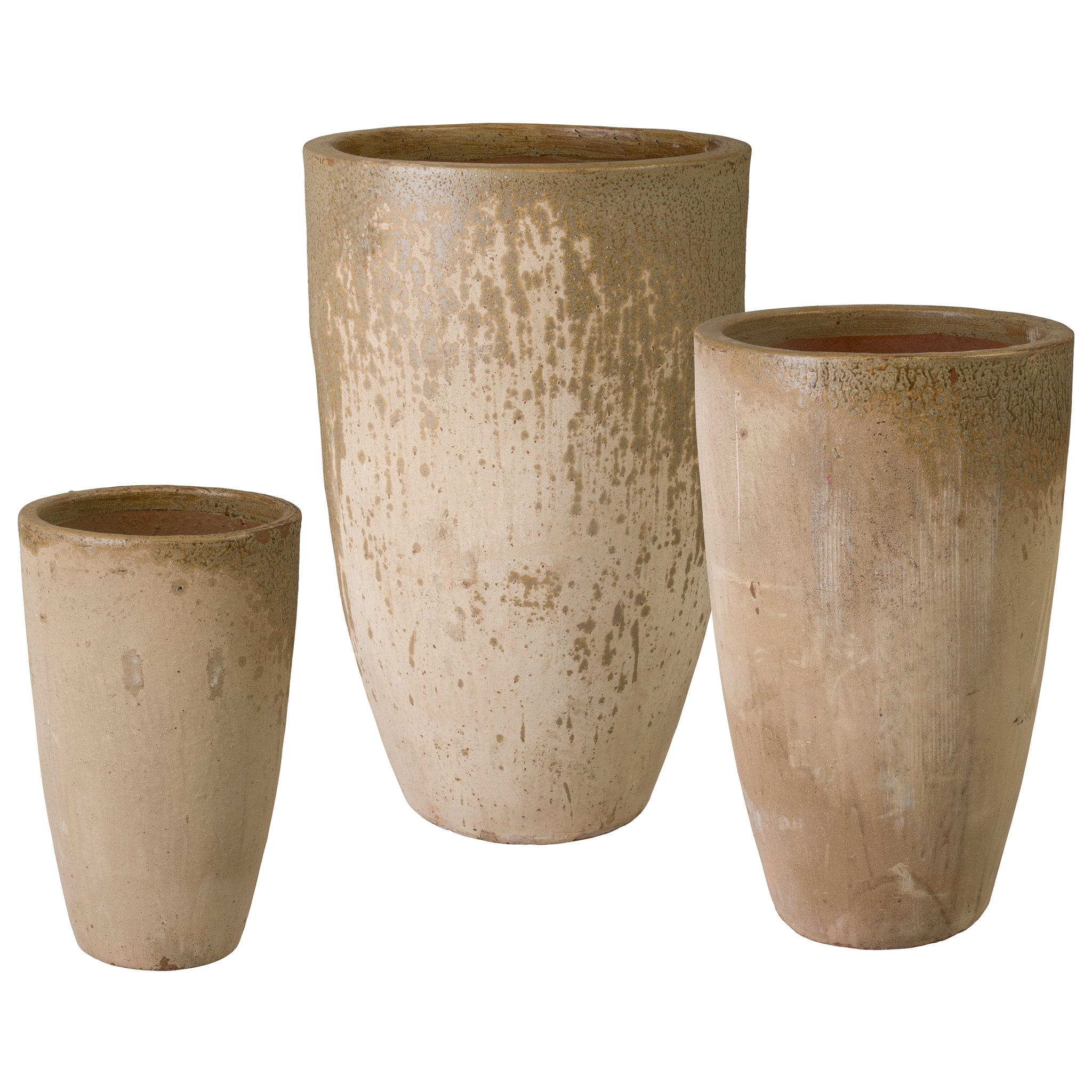 3 inch ceramic flower pots Saul Set of 3 Antique Amber Ceramic Planters