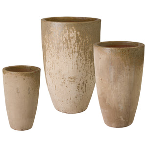 Saul Set of 3 Antique Amber Ceramic Planters