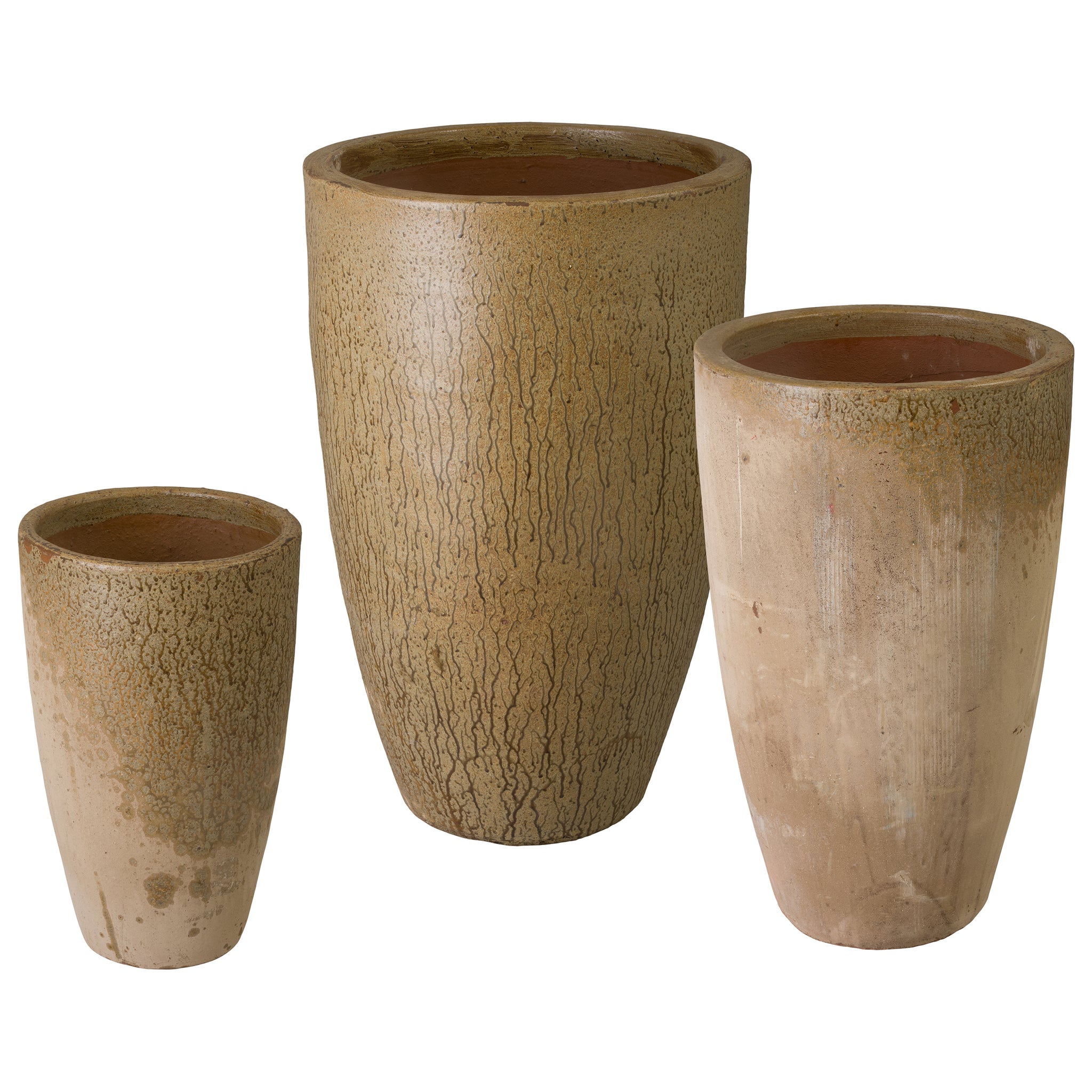 3 inch ceramic plant pots Saul Set of 3 Antique Amber Ceramic Planters