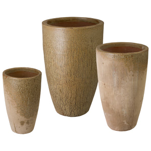 Saul Set of 3 Antique Amber Ceramic Planters