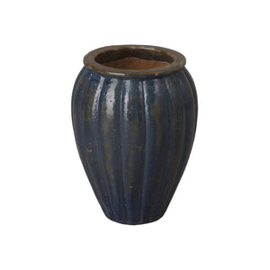 Medium Antique Blue Wave Ceramic Planter