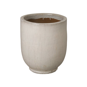 Medium Distressed White Round Ceramic Planter