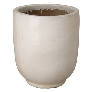 Large Distressed White Round Ceramic Planter