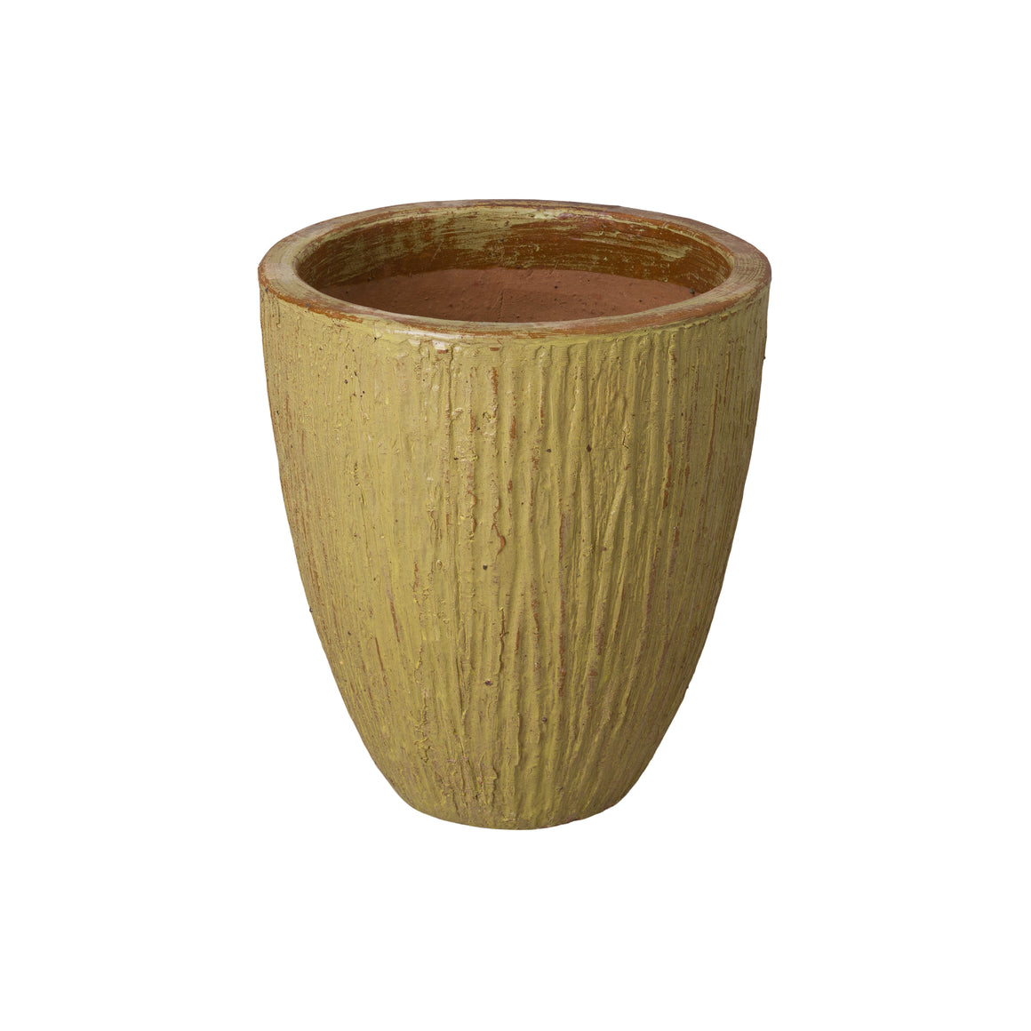 Small Yellow Ripple Round Ceramic Planter