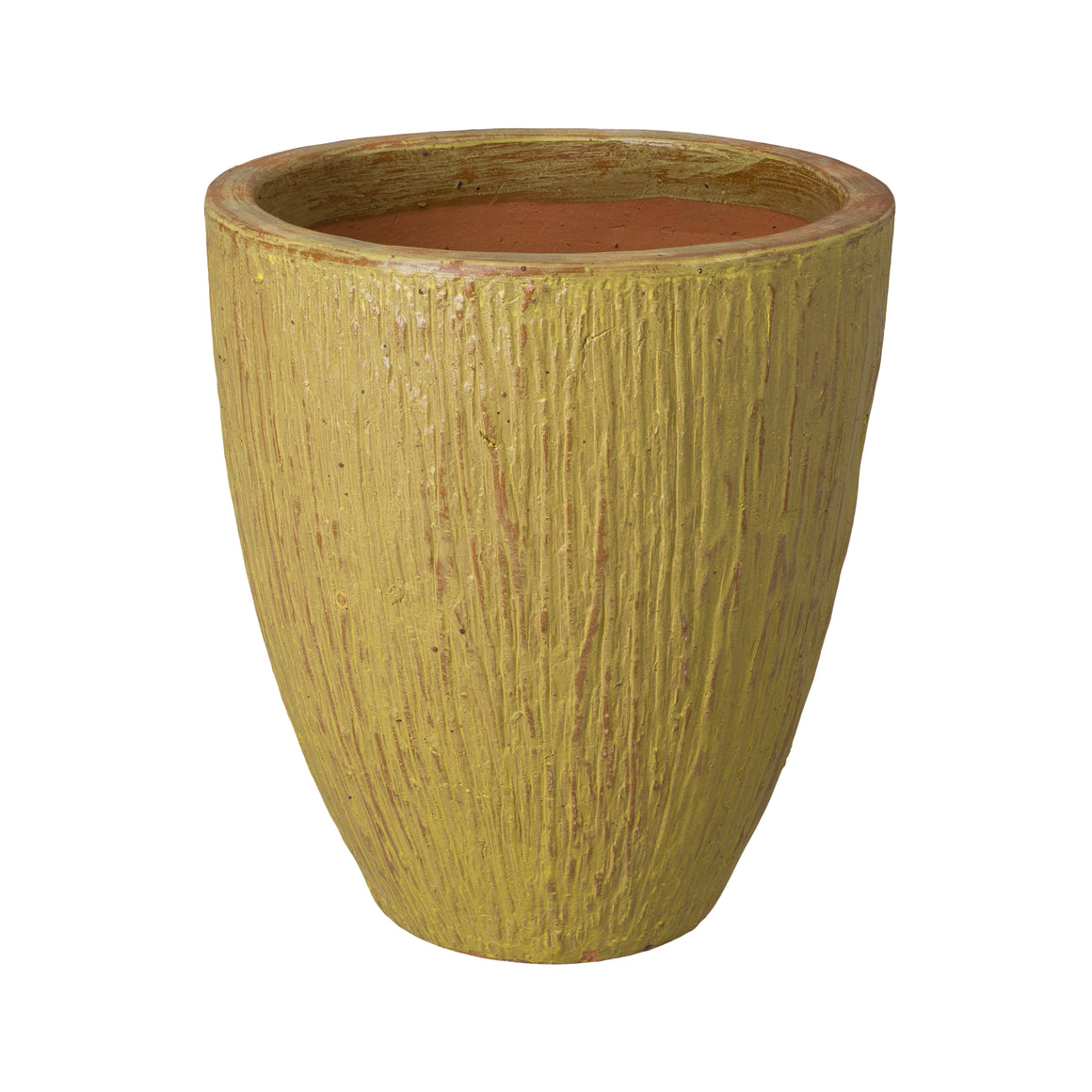 Medium Yellow Ripple Round Ceramic Planter