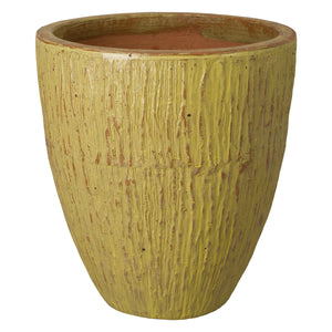 Large Yellow Ripple Round Ceramic Planter