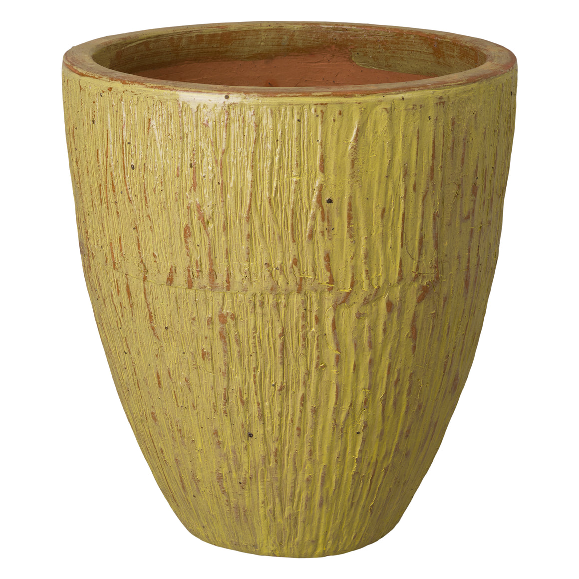 Large Yellow Ripple Round Ceramic Planter