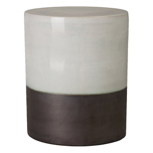 Two-Tone Cylindrical Garden Stool - Distressed White