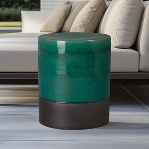 Two-Tone Cylindrical Garden Stool - Green