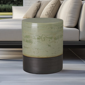 Two-Tone Cylindrical Garden Stool - Green Speckle