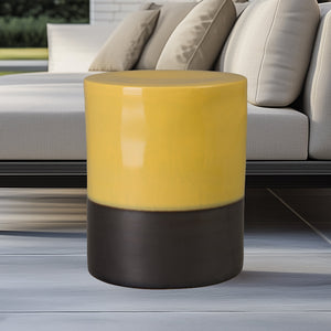 Two-Tone Cylindrical Garden Stool - Mustard Yellow