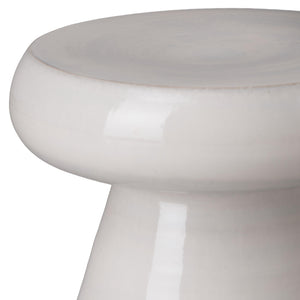 18" Ceramic Mushroom Garden Stool – White