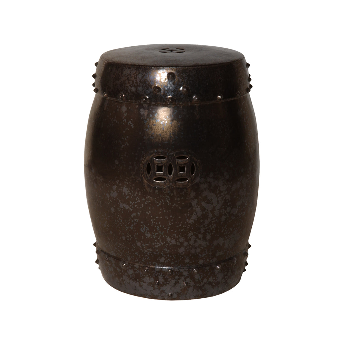 Drum Stool, Gunmetal 13.5X18.5"H