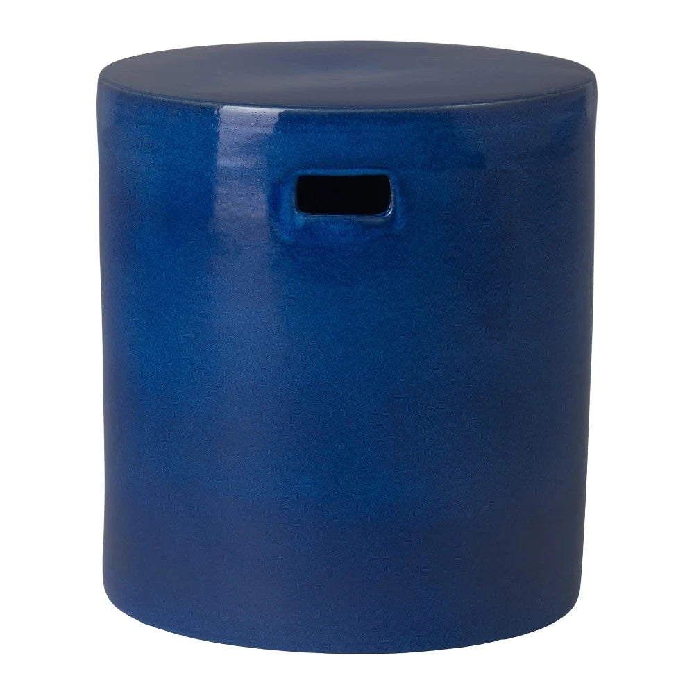 18" Round Ceramic Garden Stool- Blue