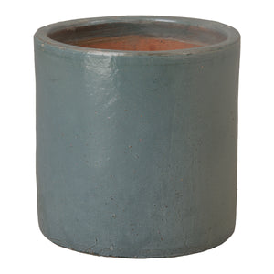 Large Soft Blue Cylinder Ceramic Planter