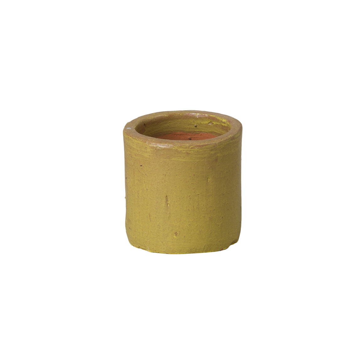 Extra Small Yellow Cylinder Ceramic Planter