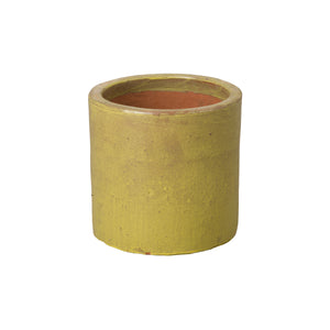 Small Yellow Cylinder Ceramic Planter