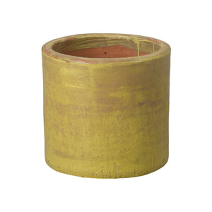 Medium Yellow Cylinder Ceramic Planter