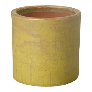 Large Yellow Cylinder Ceramic Planter