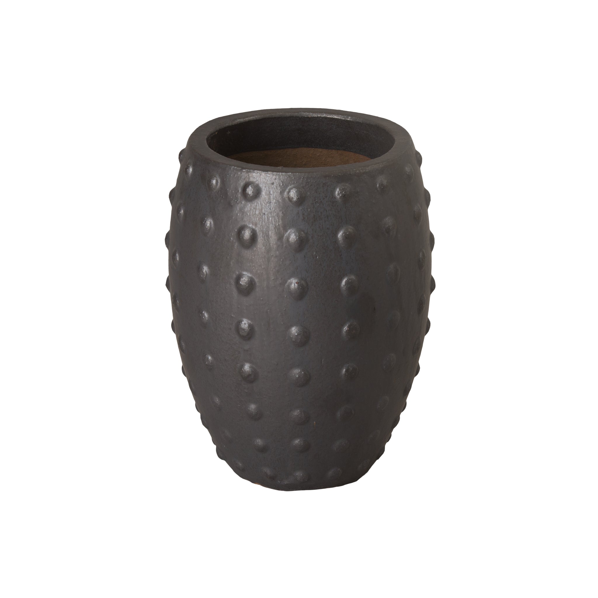 Rnd Stud Pot, Matt Black 14X18"H
