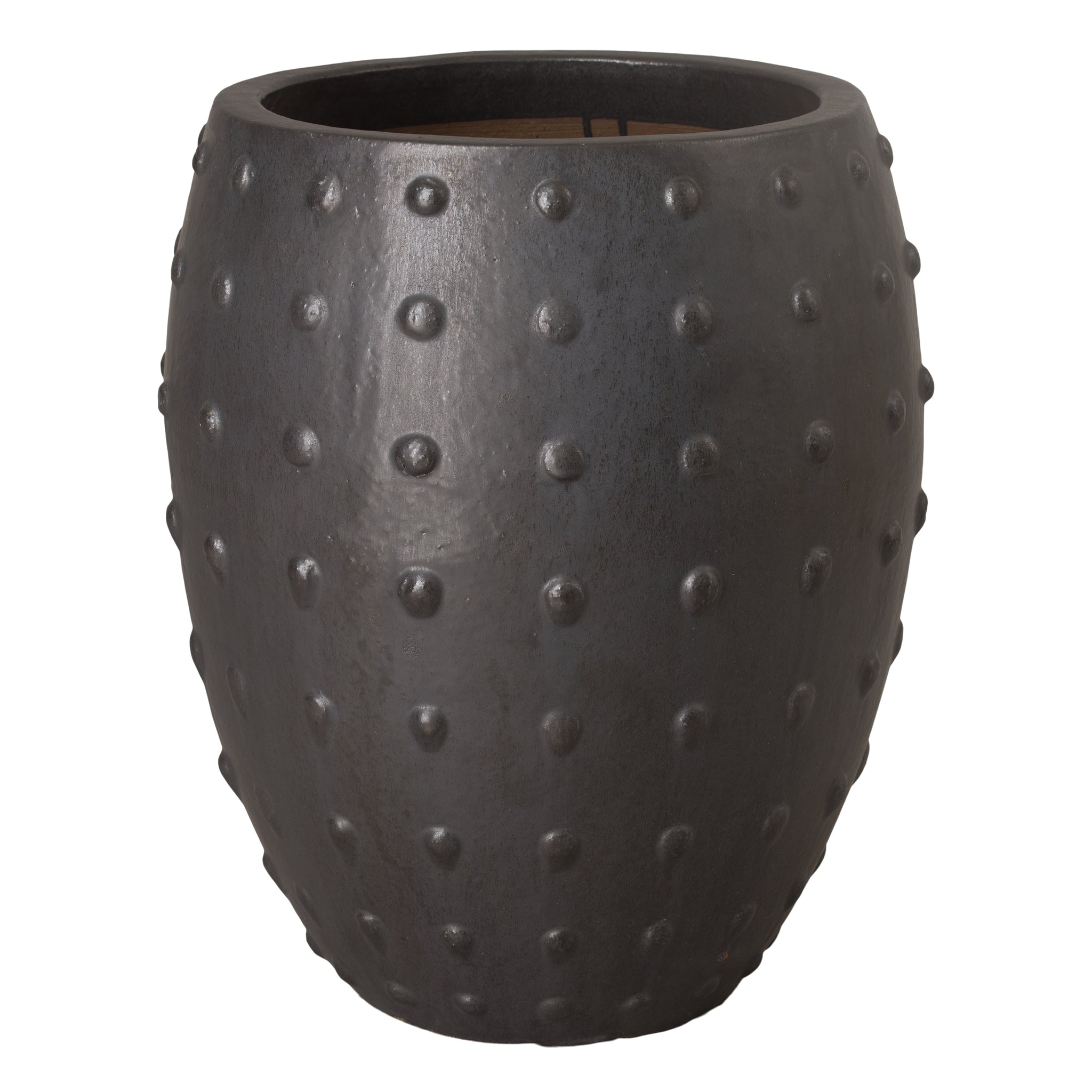 Rnd Stud Pot, Lg  Matt Black  20X26"H