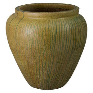 Urge 31.5 in. Antique Drip Ceramic Planter in Yellow Green