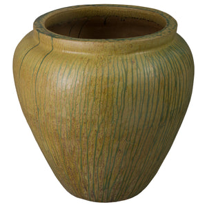 Urge 31.5 in. Antique Drip Ceramic Planter in Yellow Green